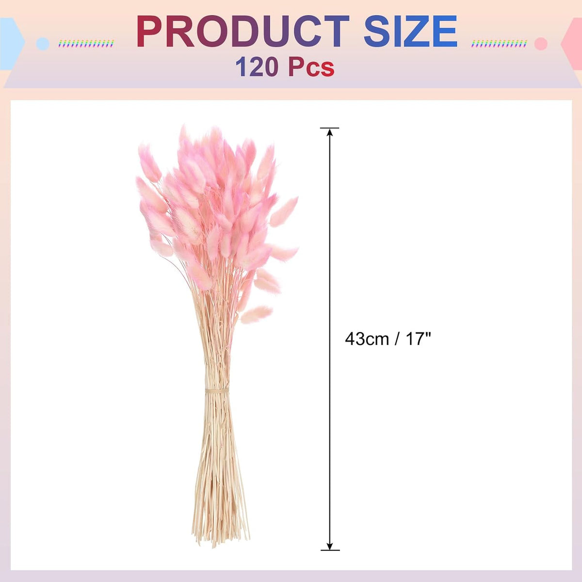 MECCANIXITY 120pcs Natural Rabbit Bunny Flowers 17" Gradient Light Pink