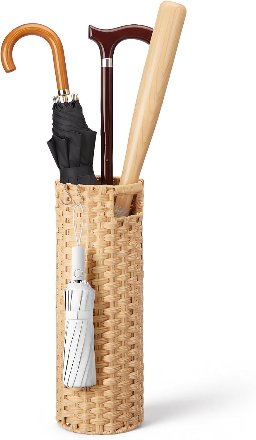 Lounsweer 20.8" H Extra Tall Rattan Umbrella Stand, Hand Woven Organizer