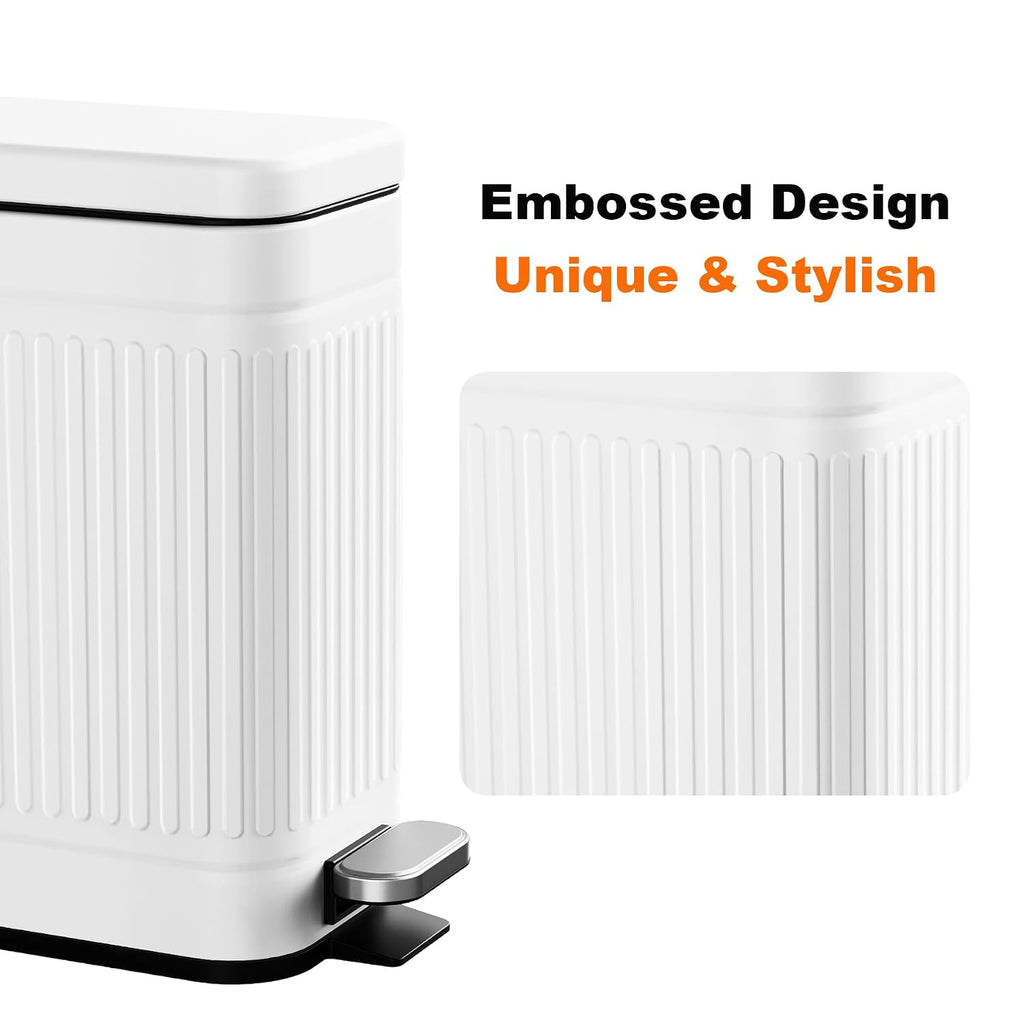 TrashAid 2.6 Gallons Small Bathroom Trash Can with Soft Close Lid, White
