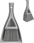 Dust Pan Broom Brush Dustpan -Mini Broom and Dustpan Combo Set, Handheld Sweeper Cleaning for Tables, Keyboards, Guinea Pig Cage, and Cat Litter, etc. (Grey)