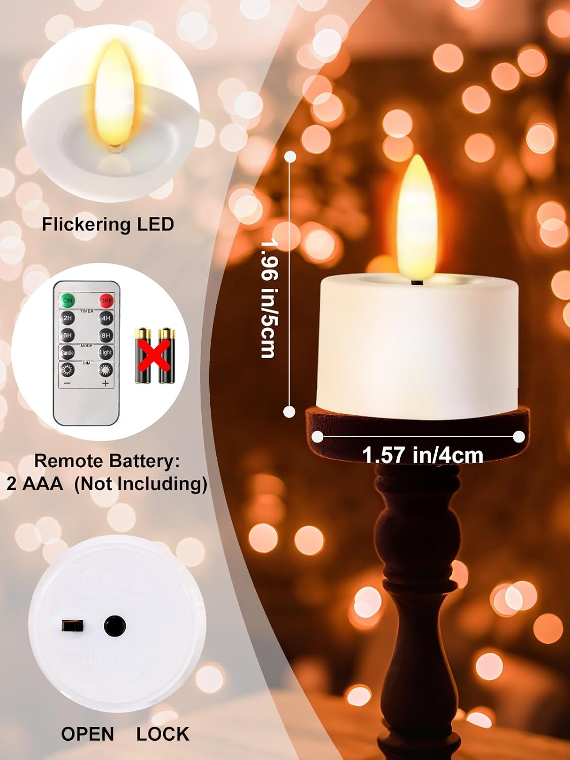 Rechargeable Flameless Tea Lights Candles with Charging Station,LED Tealight Candles Battery Operated, 3D Flameles Flickering Realistic for Halloween Christmas Wedding Decor,12 Pack,1.5"x 2"