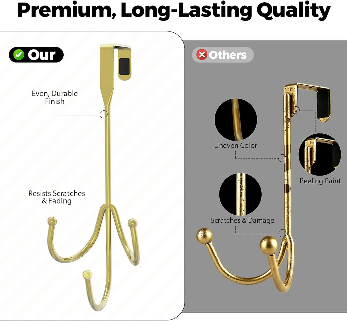 Over The Door Hooks Gold, Door Hooks for Hanging Towels, Coats
