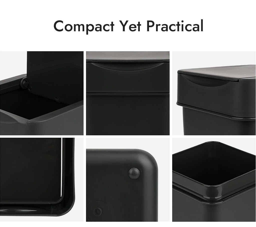 carrotez Coffee Bar Mini Trash Can, 0.5 Gal / 2L - Black