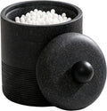 Lidded Qtip Holder, Durable Resin Qtip Container, Bathroom Cotton Swab Container Suitable for Cotton Swabs, Makeup Pads, Dental Floss Picks, Makeup Sponges, And Small Bathroom Accessories (Black)