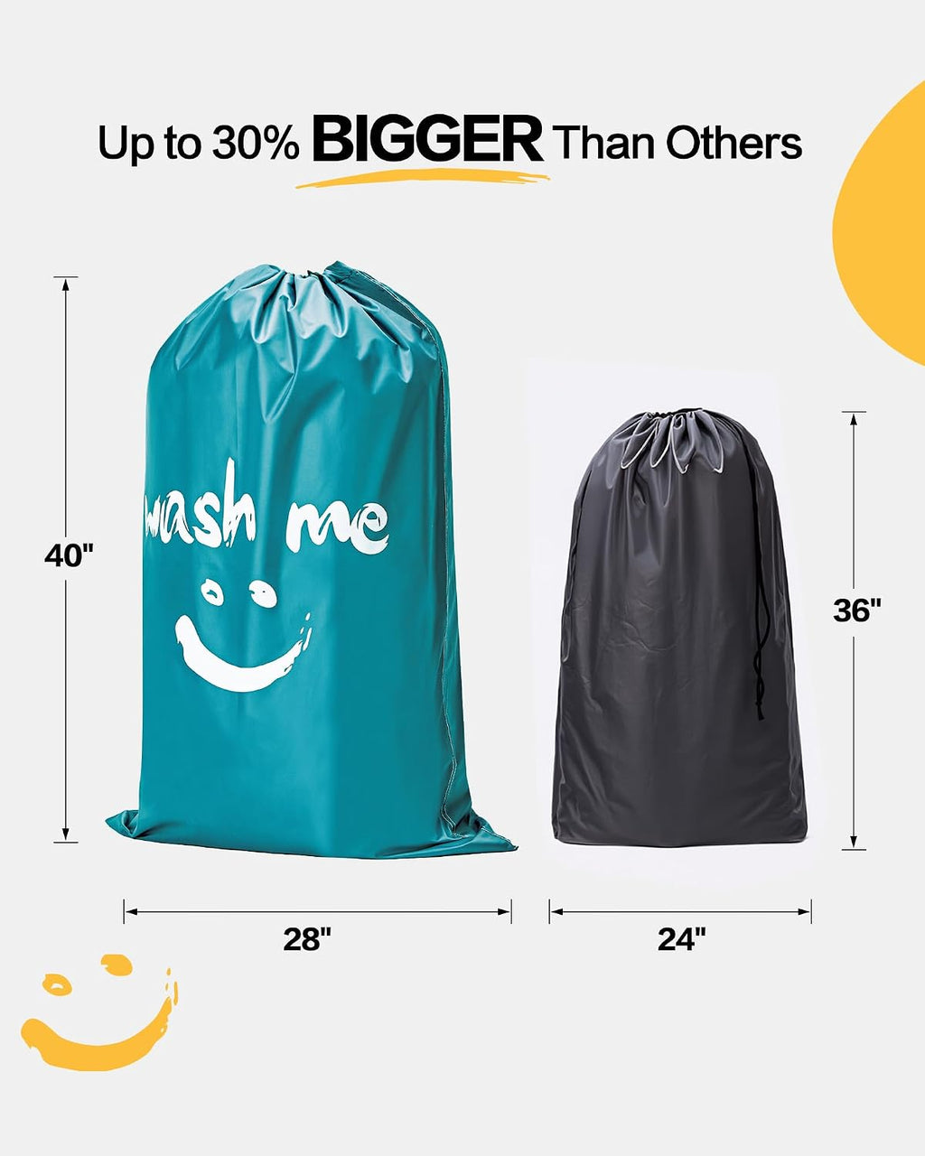 HOMEST 2 Pack XL Laundry Bag 28" x 40", Extra Large Dirty Clothes Organizer