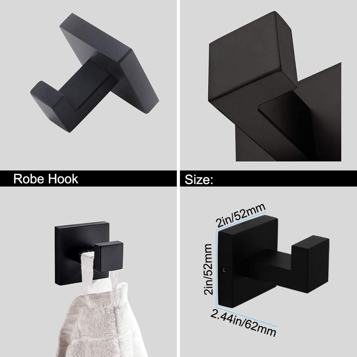 Ralbay Bath Towel Bar, Premium Stainless Steel 5 Pieces Bathroom Hardware Accessories Set Wall Mounted Towel Bar Set, Matte Black