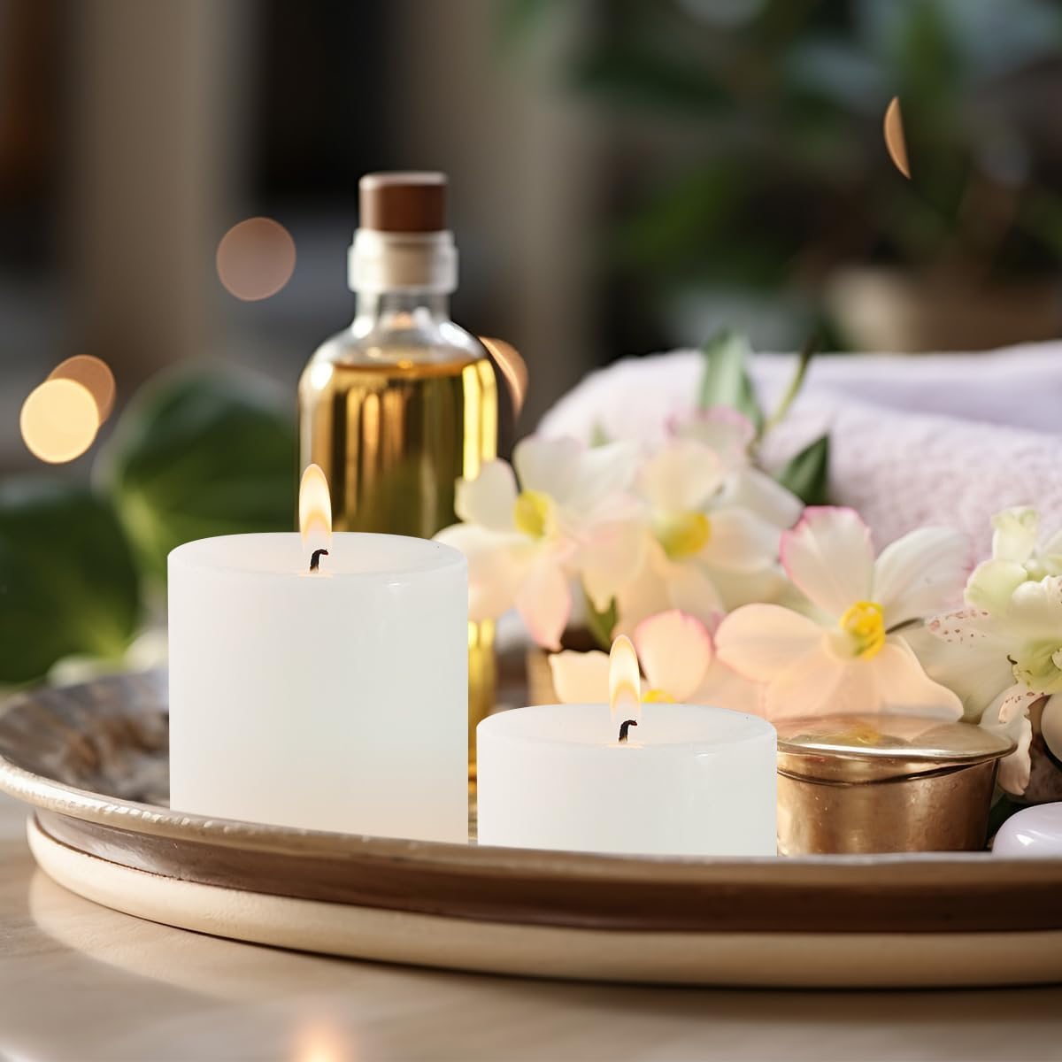 3" x 3" Hand-Poured Unscented White Pillar Candles, Dripless Candles Set of 3, Smokeless, Clean Burning, Approx 40 Hours Burn Time, Wedding, Dinner, Christmas and Home Decor