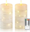 Amagic Real Wax Flameless Candles with Embedded String Lights Set of 2 Pink