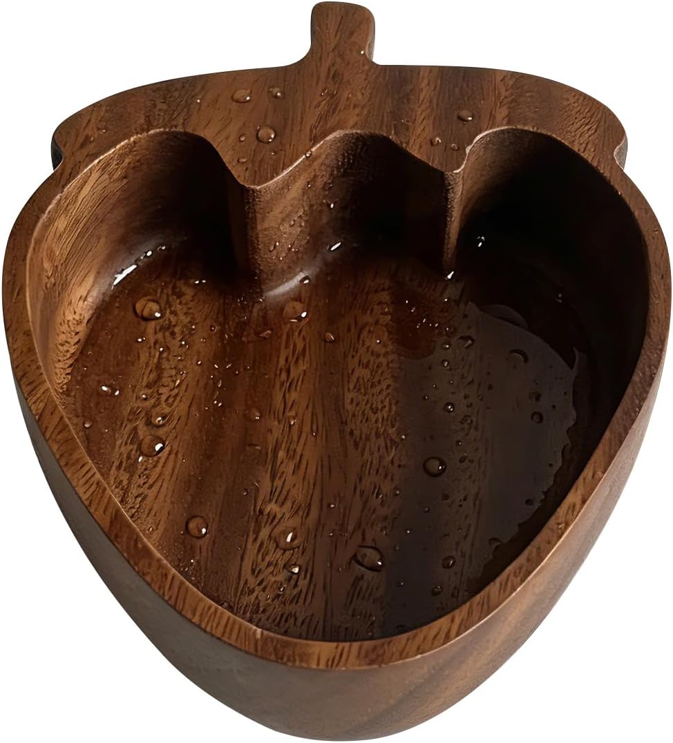 Dishsays wooden fruit bowl wooden salad serving bowls for food kitchen counter office small candy dish key pistachio bowl decorative platos de madera para comer Strawberry and Acorn Shaped