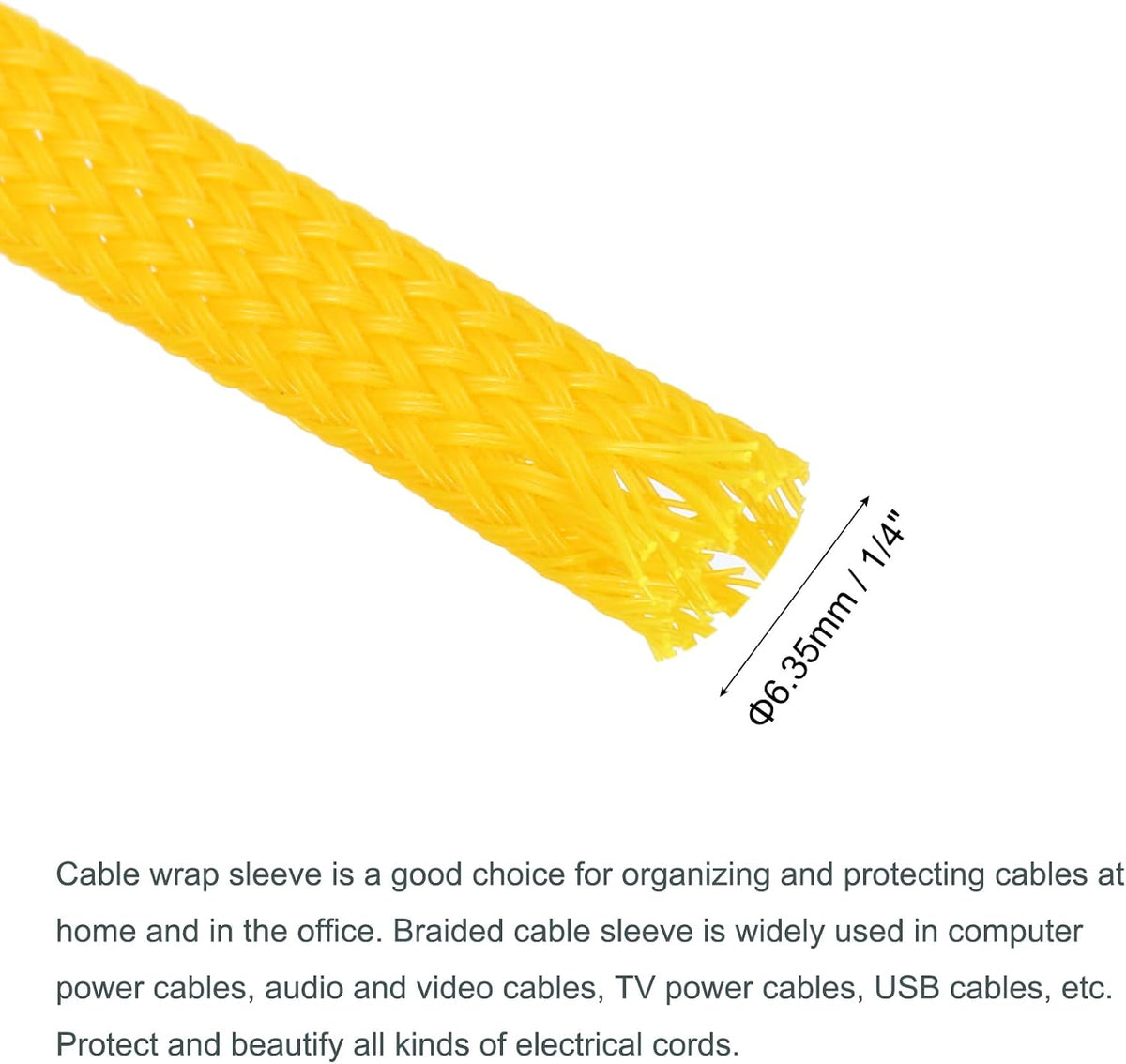 uxcell Expandable Sleeving, 1/4-inch 100ft Cable Sleeve, Yellow