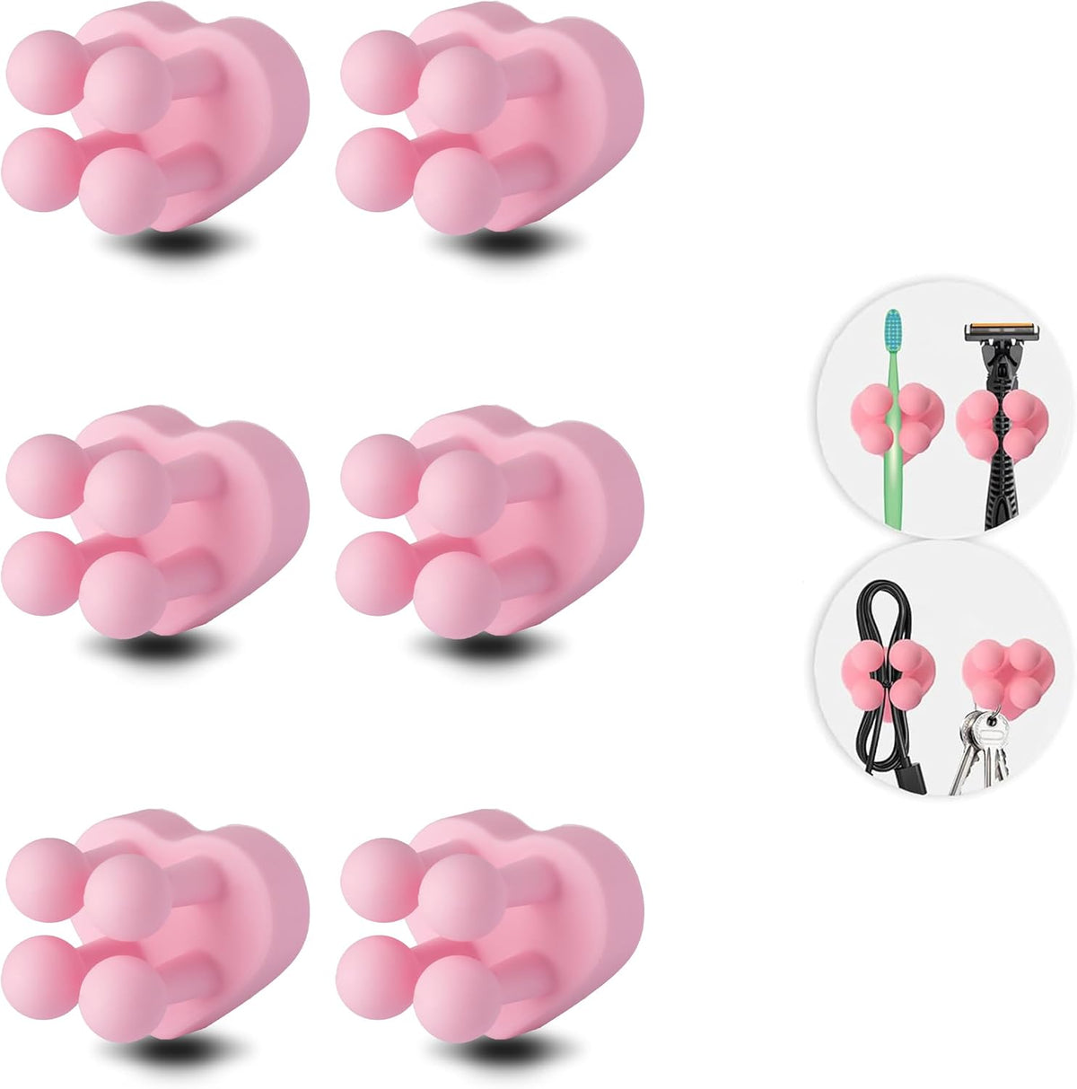 6 Pcs Waterproof Silicone Toothbrush Holder,Light Pink