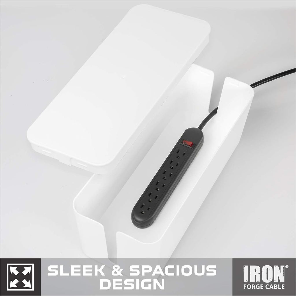 Iron Forge Cable Cable Management Box, 2 Pack - White, Hook & Loop Keepers