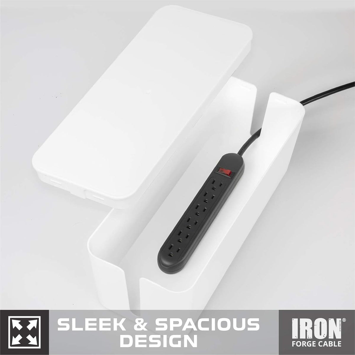 Iron Forge Cable Cable Management Box, 2 Pack - White, Hook & Loop Keepers