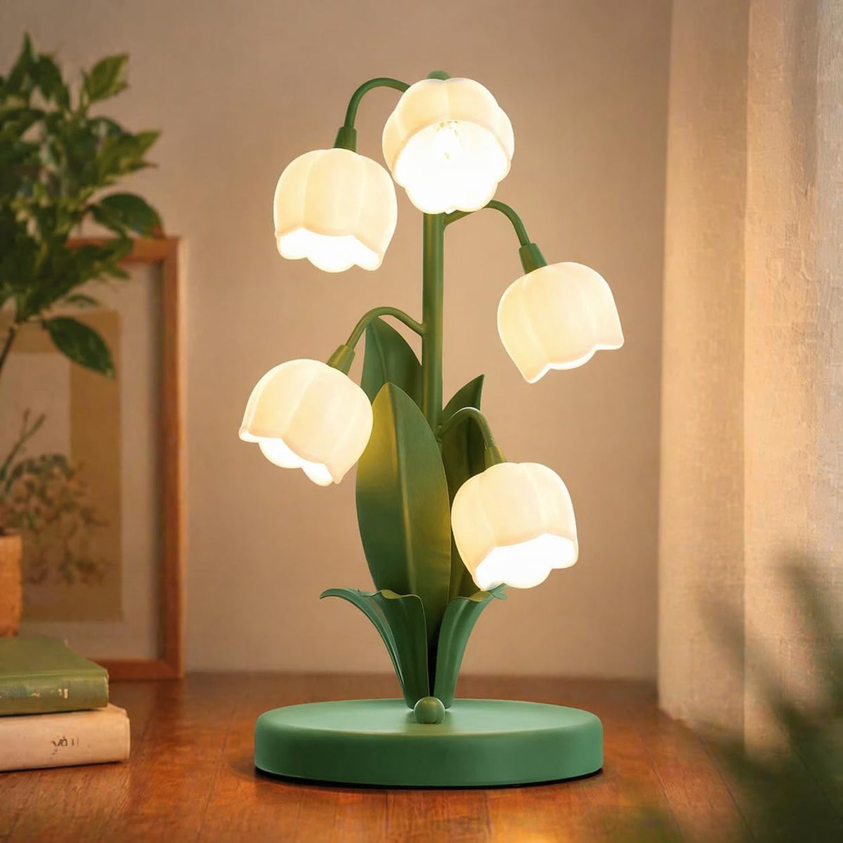 WERFOP Vintage Lily of the Valley Lamp Flower Table Lamp