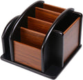 Siveit Wooden Desk Organizer, Desktop Office Supplies Storage Remote Control Caddy Holder (6-Compartment)