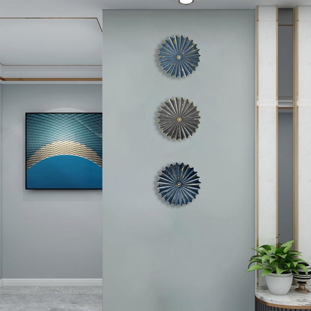 Metal Wall Sculpture,11.4'' Distressed Radial Sunburst Wall Art Decor