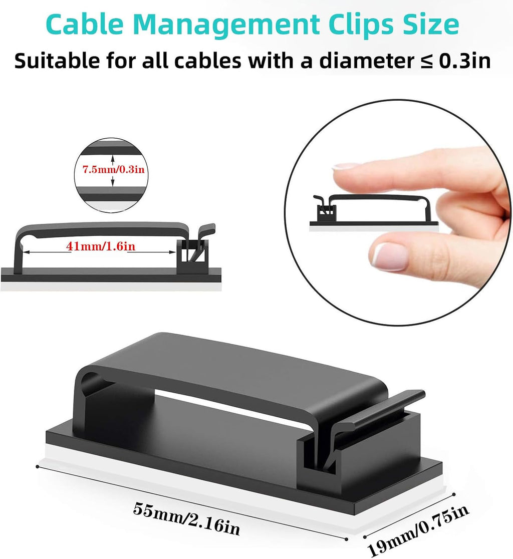 Adhesive Cable Management Wire Clips 39 Pcs,Wires Clips Holders for Cords on wall,Outdoor Cable Clips,Suitable for Under Tables,Cars,Walls,televisions,Christmas Lights