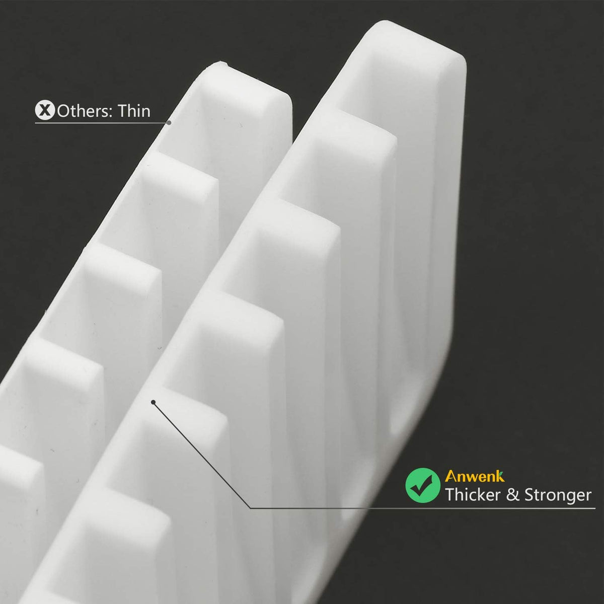 Anwenk Flexible Silicone Soap Dish Shower Waterfall Tray Saver Holder Drainer for Shower/Bathroom/Kitchen/Counter Top, Keeps Soap Bars Dry and Clean, Easy to Clean - White, 2 Pack