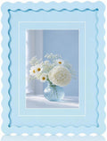 SNAPSHOT Light Blue Wavy 11x14 Picture Frame with Mat for 5x7/8x10, Scalloped Wooden Photo Frames with Real Glass for Wall Mount and Tabletop, 1 Pack