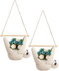 2Pcs Macrame Plant Hanger Crochet Sloth Hanging Planter Sloth Gifts,5 Inch Animal Wall Hanging Plant Holder for Plant Sloth Lovers, Home Decor Indoor Outdoor Plants Succulent Gifts (2)