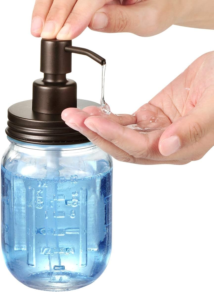 Amolliar Mason Jar Liquid Soap Dispenser, Lotion Dispenser(Bronze 2 Pack)