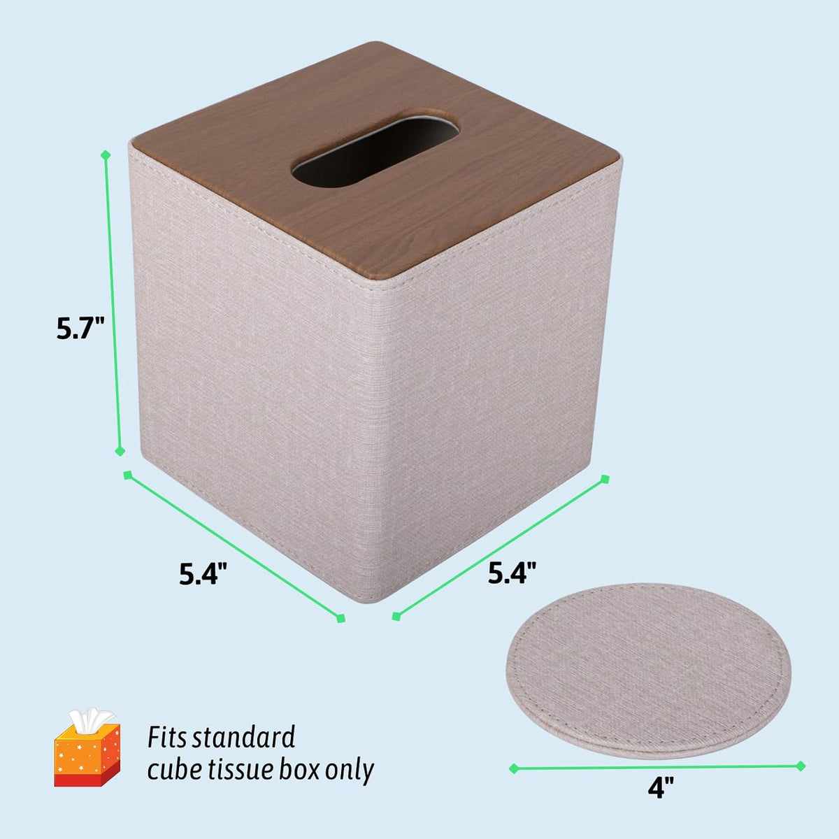 Tissue Box Cover Square, Decorative PU Leather Cube Tissue Holder