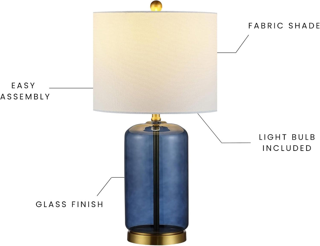 SAFAVIEH Lighting Novah Table Lamp, 26″ Glass Blue TBL4283B