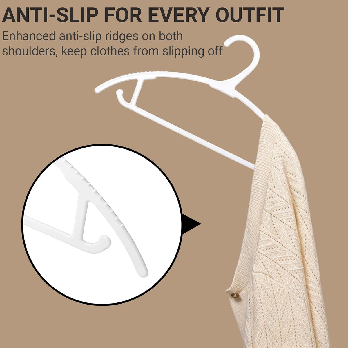 Amber Home 50 Pack White Plastic Hangers, Space Saving Clothes Hangers