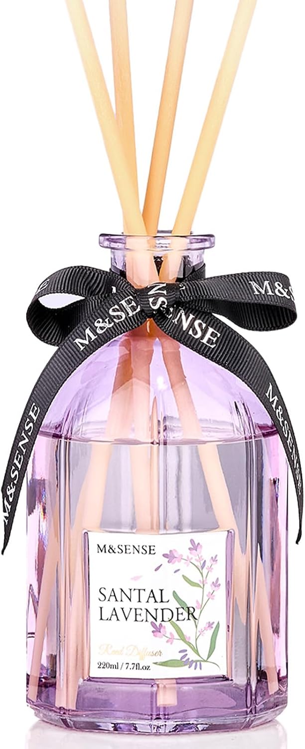 M&SENSE Reed Diffuser, Sandalwood Lavender, 7.7 oz Natural Essential Oil