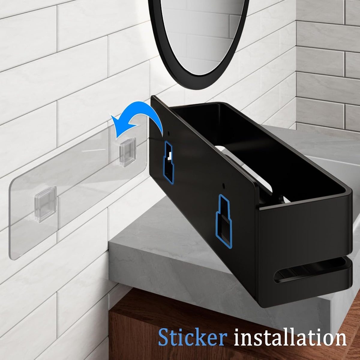 Bathroom Shower Caddy,No Drill Shower Shelves(5-piece Set-Black)