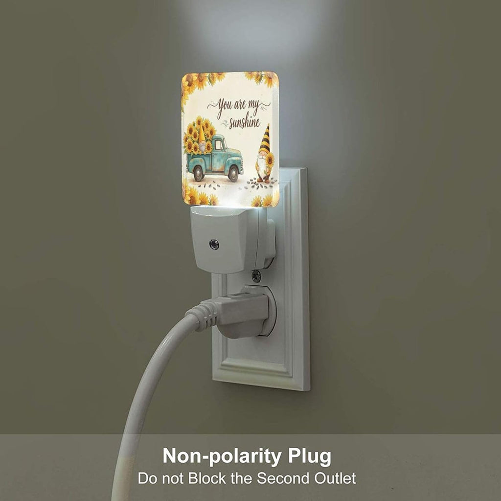 Sunflower Gnome Truck LED Plug-in Nightlights 2 Piece Set for Bedroom