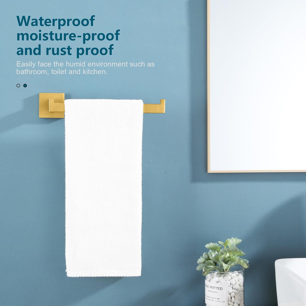 KOKOSIRI Towel Bar Gold Hand Towel Holder for Bathroom Kitchen Hardware Stainless Steel Wall Mounted, Brushed Gold, B3003BG