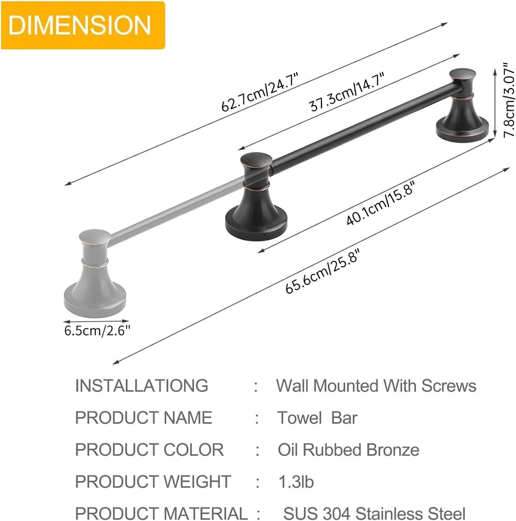 BESy Towel Racks for Bathroom Wall Mounted Bath Towel Bar Oil Rubbed Bronze
