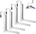 4 Pack Over The Door Hanger Hooks, Foldable 6 Grooves Drying Rack, Portable Storage Organizer Heavy Duty Hook for Clothes, Coats, Towels, White