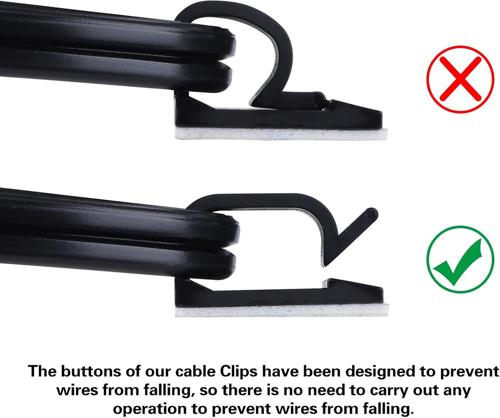 XHF 60PCS 3/4” Black Adhesive Cable Wire Wall Light Clips, Cord Holder