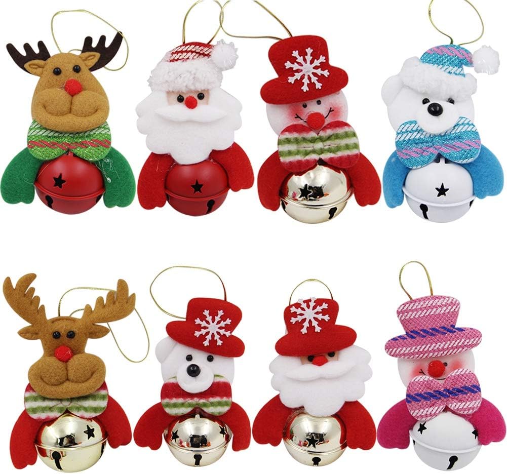 Happy Trees Christmas Tree Plush Ornaments, Set of 8 Hanging Decorations