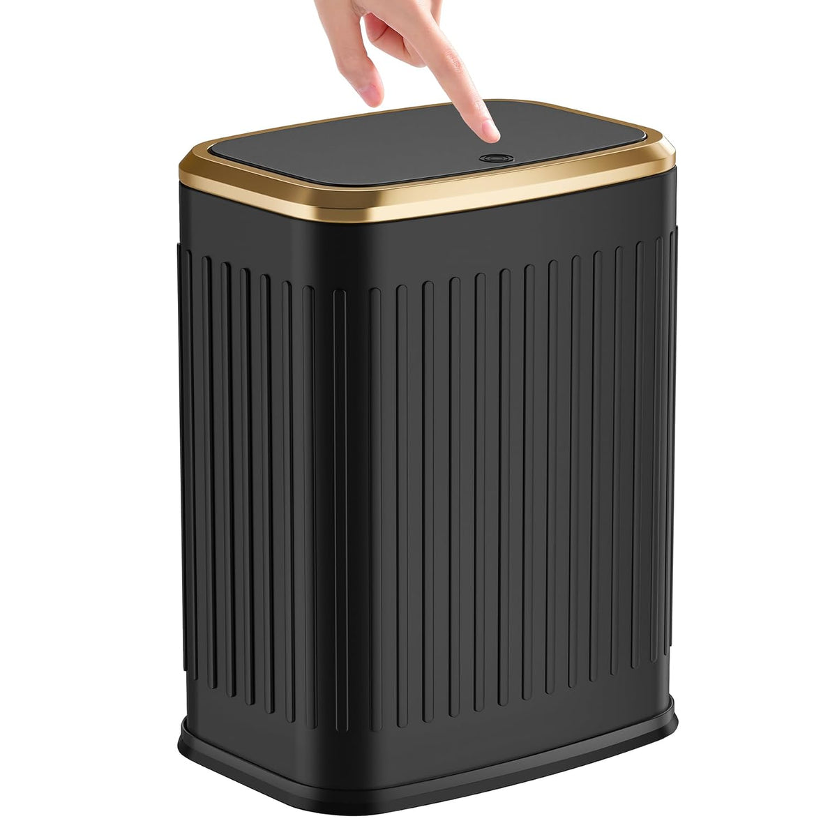 TIPGO Small Bathroom Trash Can with Pop-up Lid, 2.1 Gallon, Black