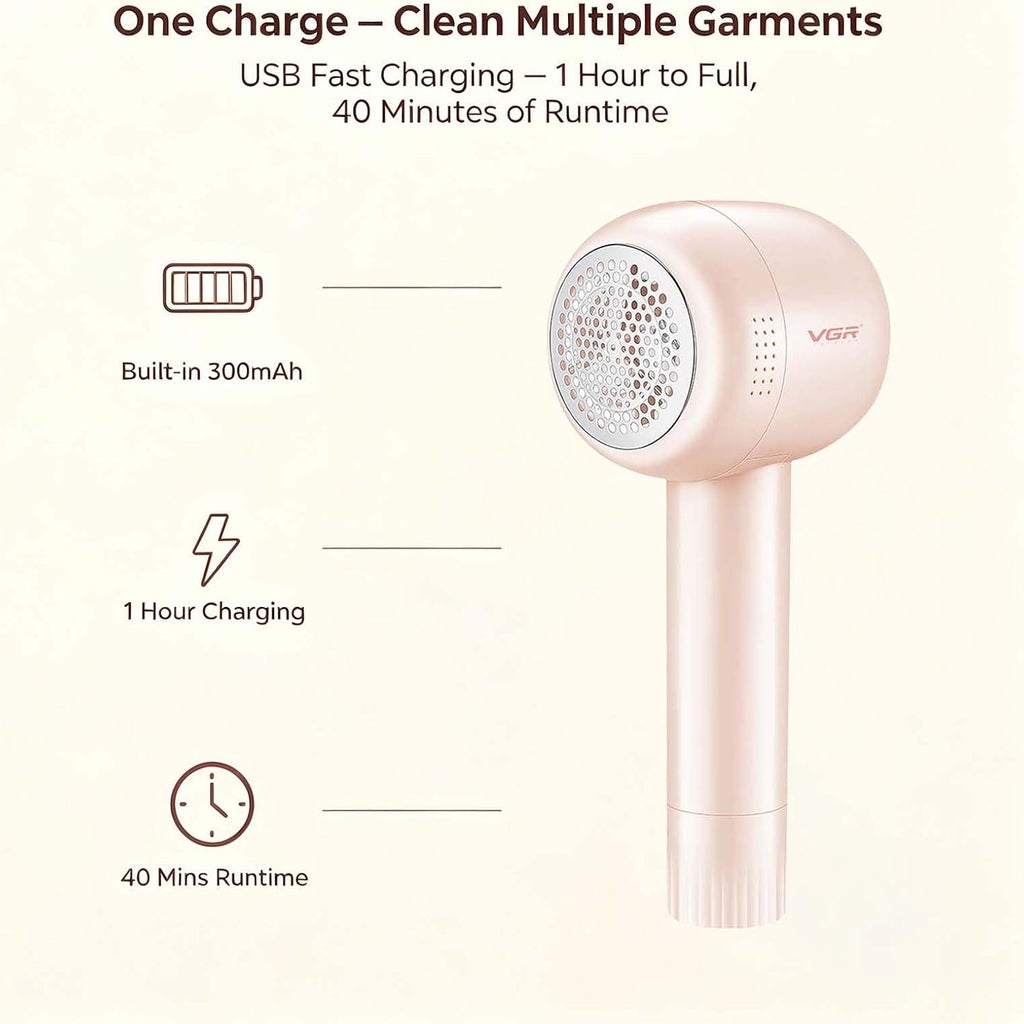 VGR 813 Rechargeable Fabric Shaver,6-Blade Lint Remover,Pink