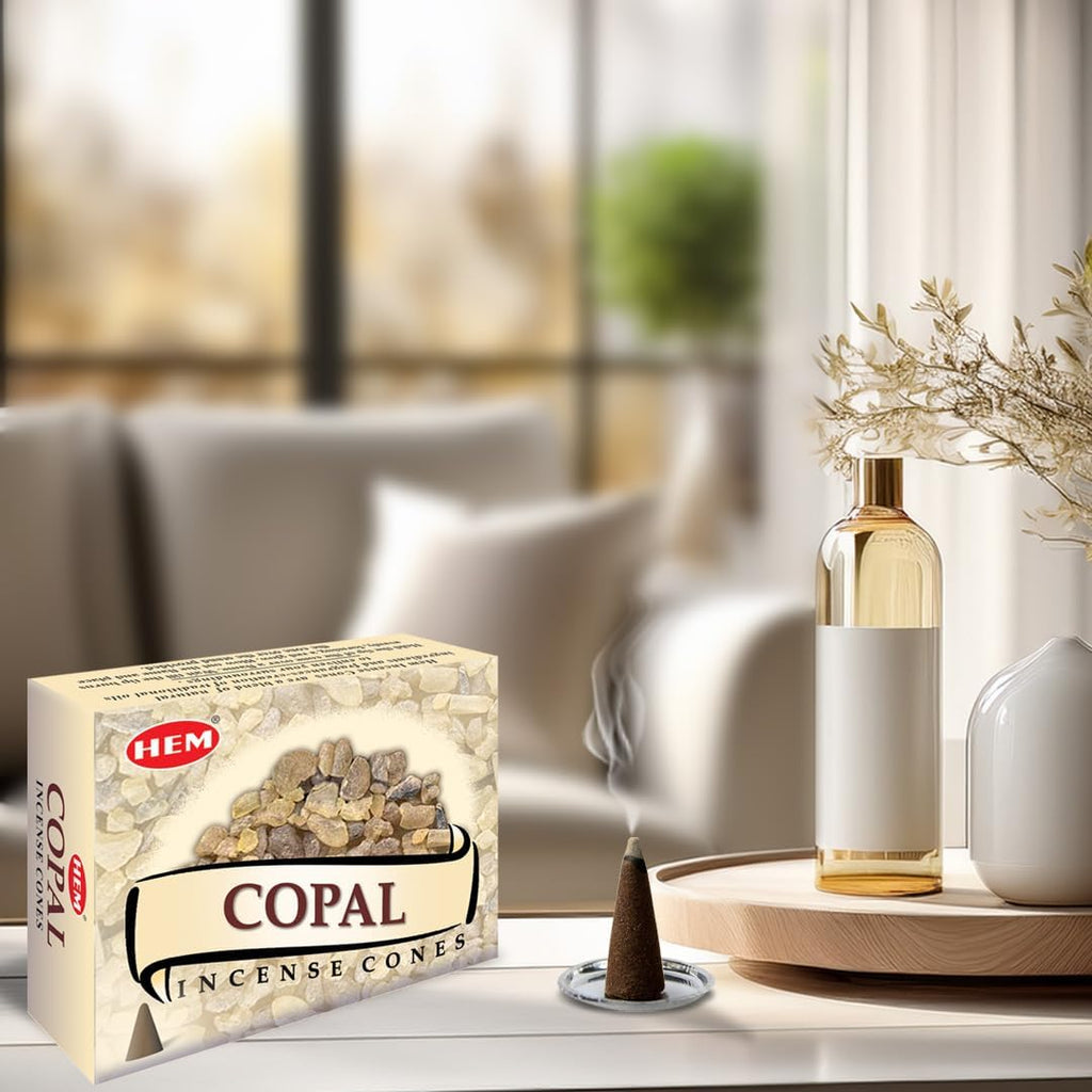 HEM Copal Incense Cones – Pack of 120 Cones (10 Boxes) – Natural Long-Lasting Aroma for Aromatherapy, Cleansing, Stress Relief & Home Fragrance