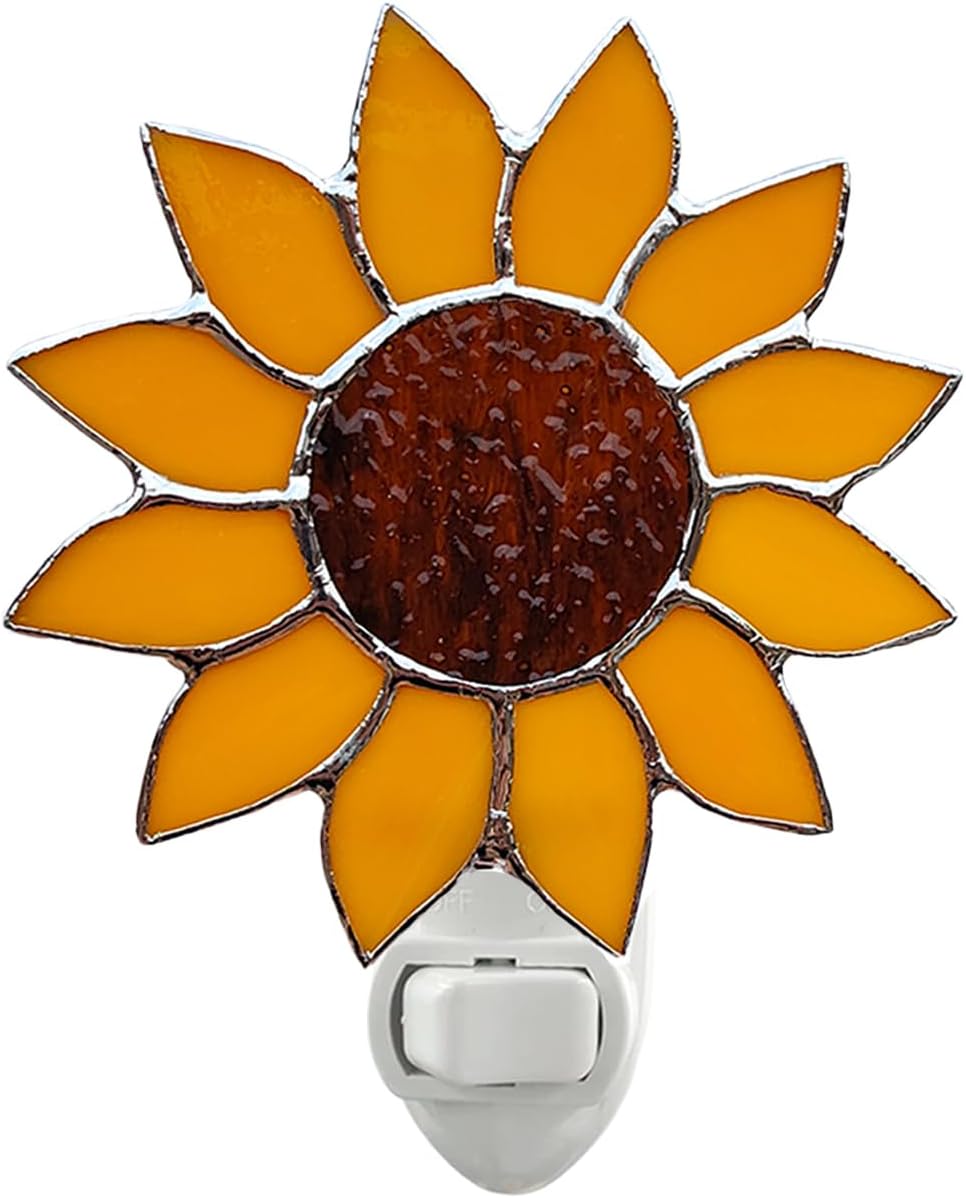 CHEZBABY Stained Glass Sunflower Plug-in Night Light