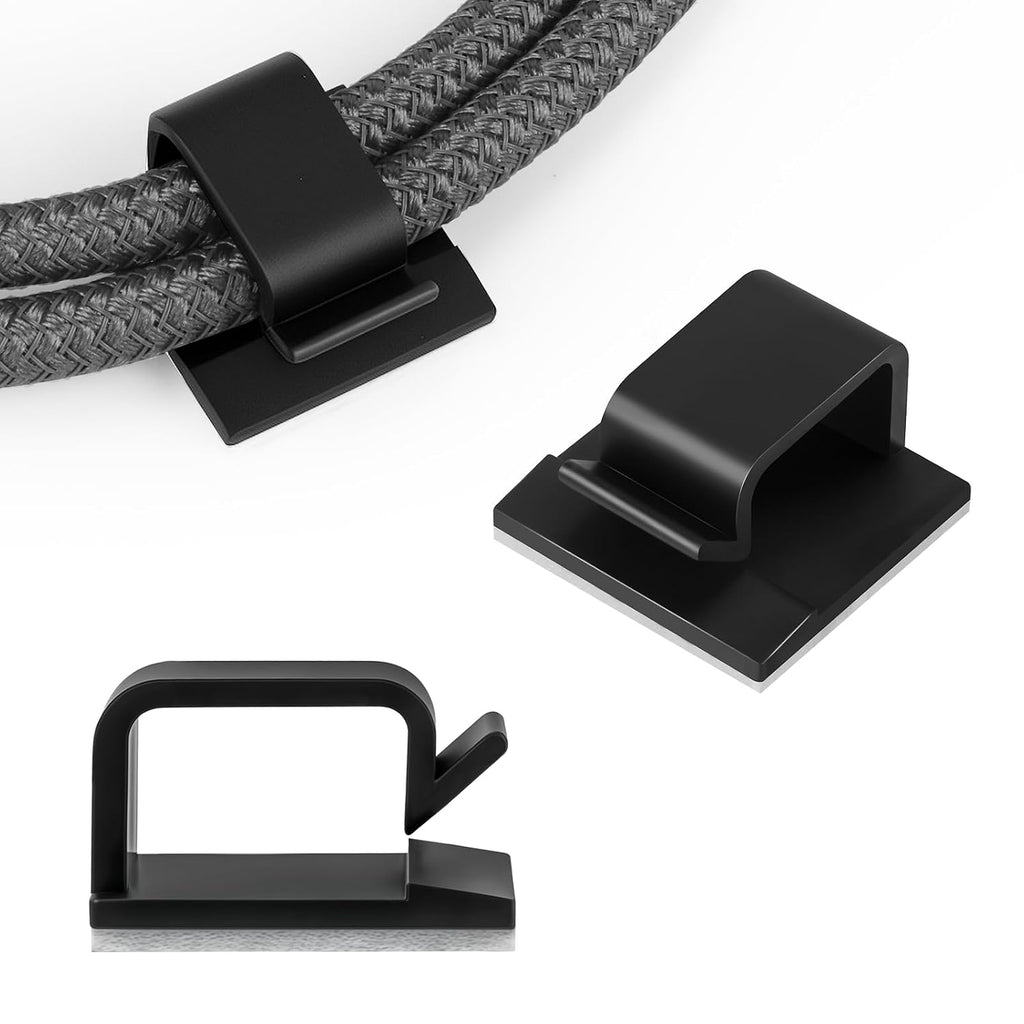 63pcs Black Cable Management, Adhesive Cable Clips, ID 0.49"x 0.31"