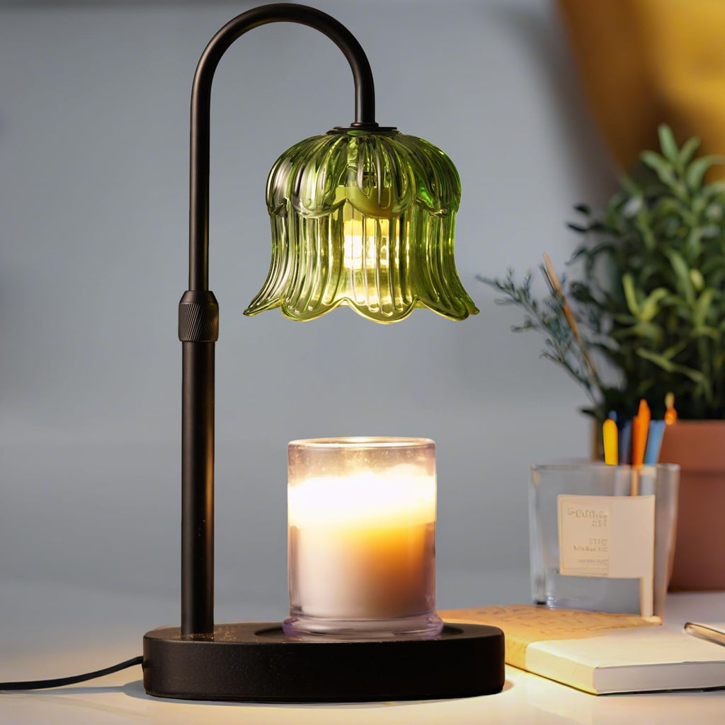 Candle Warmer Lamp with Timer: Heater Lamp for Scented Wax Elegant Home Decor Modern Home Decor Table Lights Green