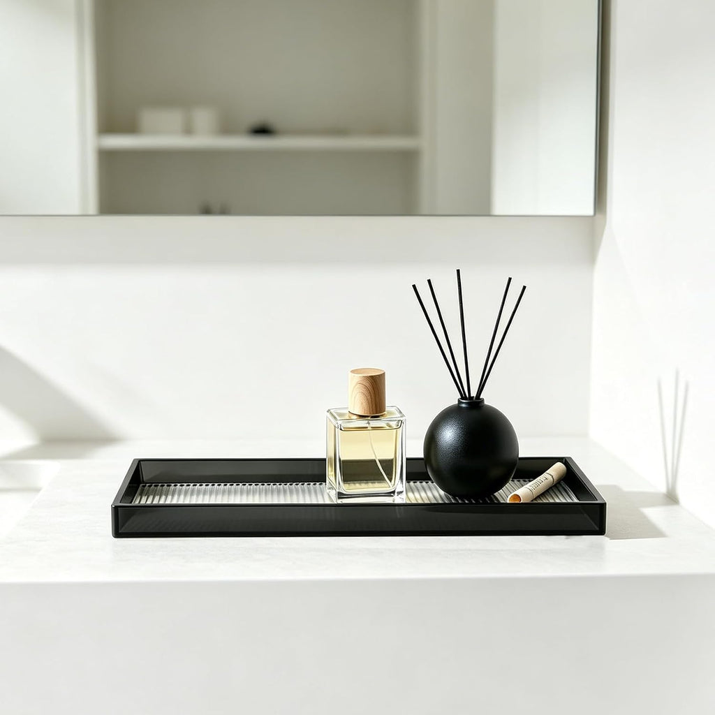 13.4"x4.3" Bathroom Vanity Trays,Small Narrow Acrylic Tray,Black