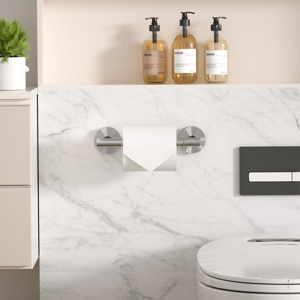 HITSLAM Brushed Nickel Toilet Paper Holder, Double Post Pivoting, SS304