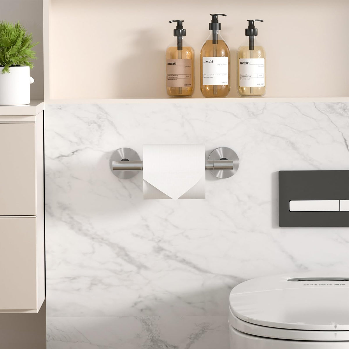HITSLAM Brushed Nickel Toilet Paper Holder, Double Post Pivoting, SS304