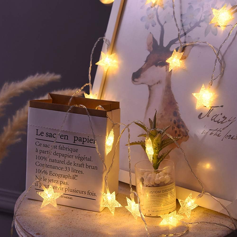 ANJAYLIA 20 LED Star Lights, 10FT Battery Operated Fairy Light, Warm White