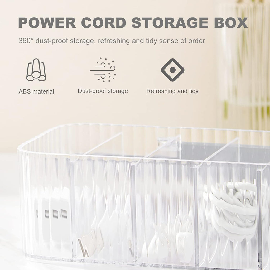 Cabilock Box Data Cable Storage Box Wire Dsl Cable Desktop Cable Organizer Cord Organizer Case Desk Containers Headphone Organizer Multi Grid Charge Cord Organizer Pp White Charger Bracket