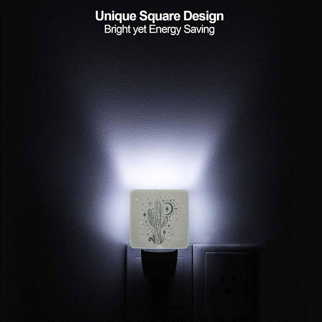 LED Night Light,Wild Cactus Desert Arizona Vintage LED Night Light Plug into Wall with Dusk to Dawn Light Sensor White Energy Efficient Nightlight for Bedroom Bathroom Hallway Living Room Kitchen