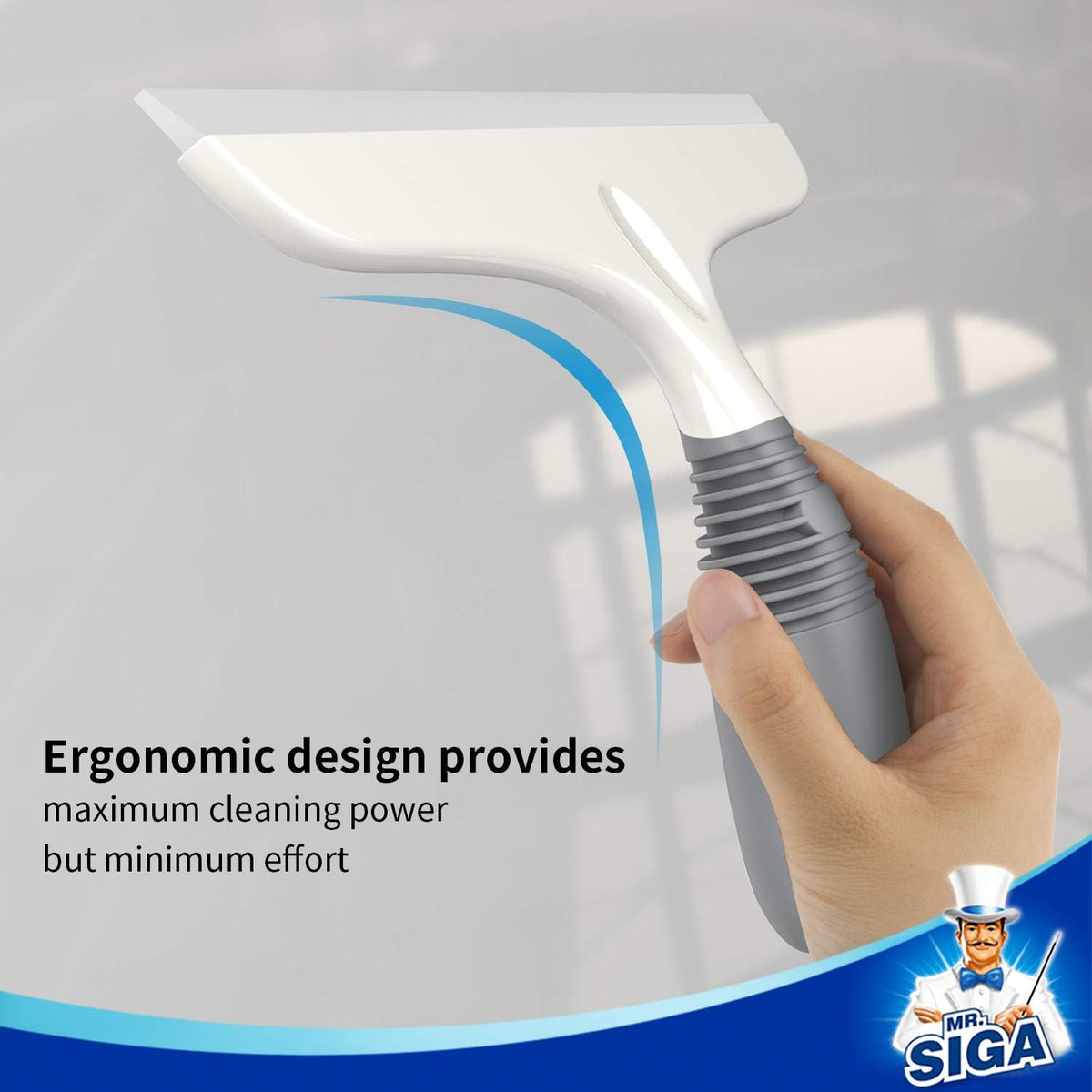 MR.SIGA Silicone Squeegee for Shower Doors, 10 inch, White & Gray, 2 Pack
