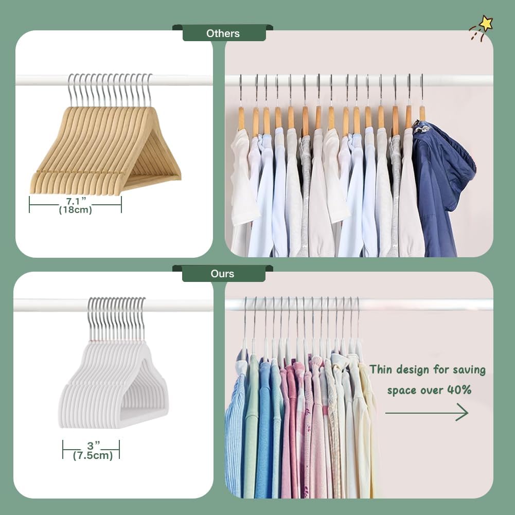 Stormix Baby Velvet Hangers, White, 11 inches 32 Pack